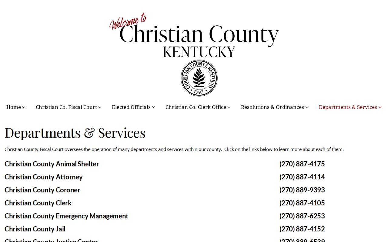 Christian County department directory for routing Pembroke criminal records