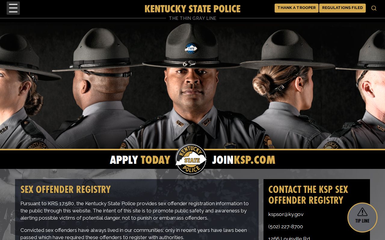 Christian County sex offender registry information from Kentucky State Police