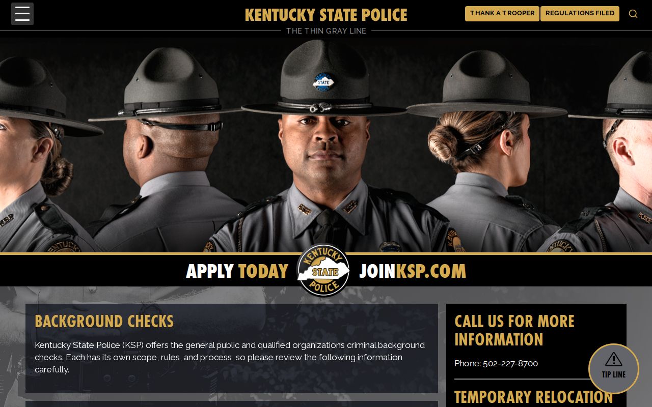 Christian County criminal records Kentucky State Police check channels